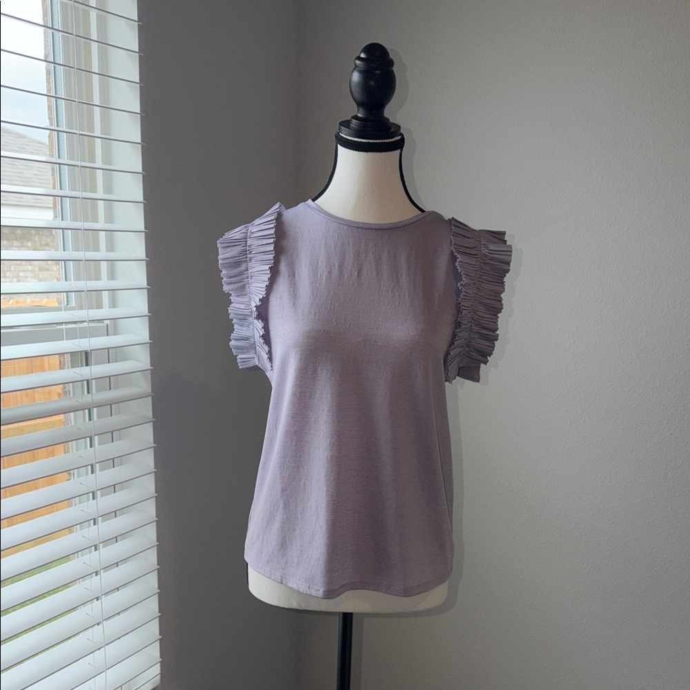 zara dusty purple ruffle sleeve top size small